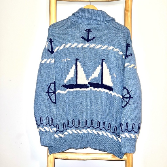 COPY - Polo Ralph Lauren Cotton Sailboat Shawl Sweater - Unisex - Picture 4 of 7